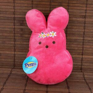 Peeps For Pets Bunny 12" Pink Dress Up Flower Plush Squeaky Dog Toy